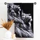 Полотенце махровое Этель «Лев» 50×90 см, 100% хлопок, 420 г/м², чёрно-белое - Фото 1