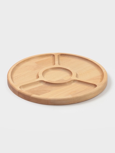 Менажница Доляна, d=27 см, 4 секции, дерево берёза