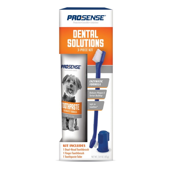 Набор 8in1 Pro-Sense для ухода за зубами для собак, 3 предмета (паста, щетка и щетка-напальчник) - Фото 1