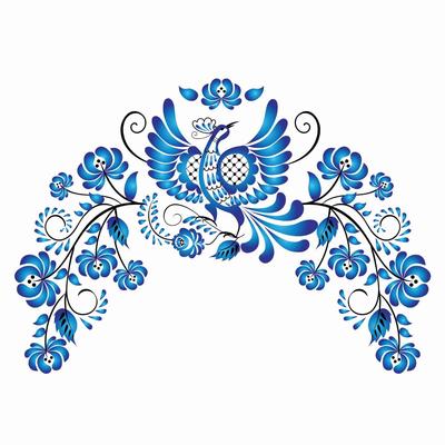 Термонаклейка «Гжель птица», 31.5×23.5 см, набор 10 шт.