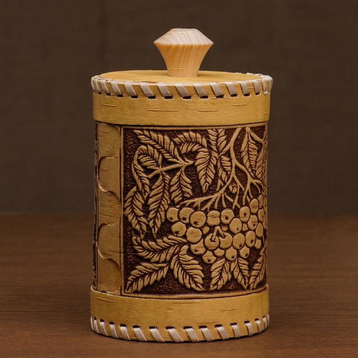 Туес «Рябина» 8×8×12 см, береста - Фото 1