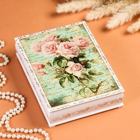 Шкатулка «Ветка розы», белая, 16×22 см, лаковая миниатюра