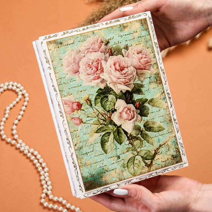 Шкатулка «Ветка розы», белая, 16×22 см, лаковая миниатюра - фото 1907206490