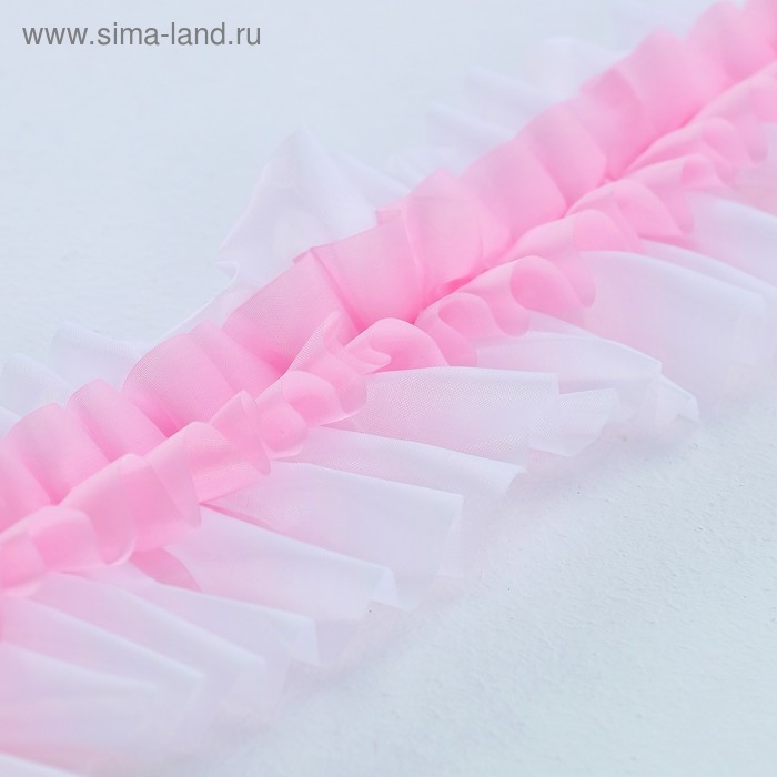 Лента-рюш на капот, розово-белая, 10 × 300 см - Фото 1