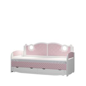 Кровать-тахта с подсветкой «Розалия №900.4», 2000 × 900 мм, цвет лиственница белая/розовый
