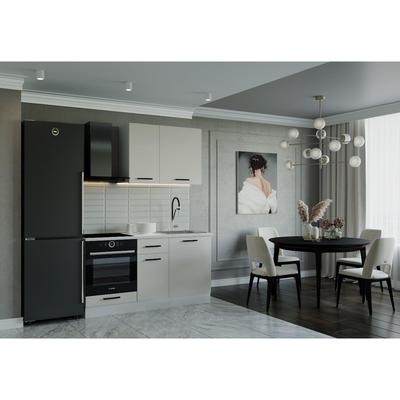 Кухня Шампань 1600х600 Белый/Мрамор Марквина белый/Сатин