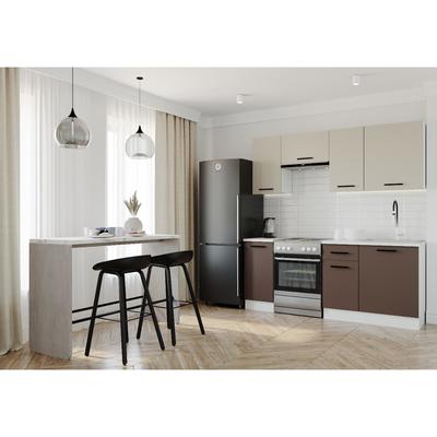 Кухня Латте 2000х600 Белый/Мрамор Марквина белый/Сатин,Мокко