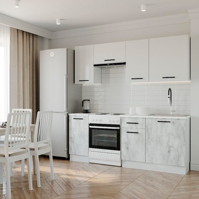 Кухня Бланка 2000х600 Белый/Мрамор Марквина белый/Жемчуг,Пайн