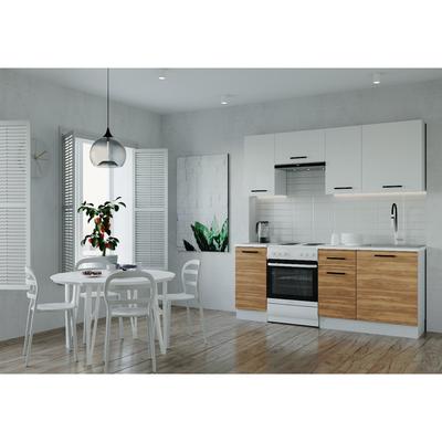 Кухня Лада 2000х600 Белый/Мрамор Марквина белый/Жемчуг,Дуб крафт