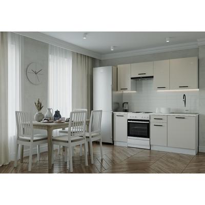 Кухня Шампань 2000х600 Белый/Мрамор Марквина белый/Сатин