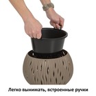 Кашпо для цветов Sandy Bowl, 3.9 л, 29×29×19 см, пластиковое, со вставкой, мокко - Фото 3