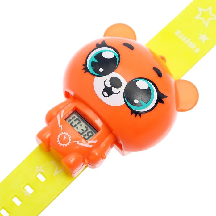 Электронные часы «Смелый мишка», цвет оранжевый - фото 1886594355