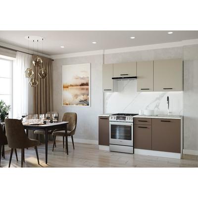 Кухня Латте 1800х600 Белый/ Мрамор Марквина белый/Сатин,Мокко