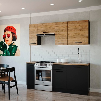 Кухня Дели 1800х600 Антрацит/ Дуб Вотан/ Дуб,Антрацит