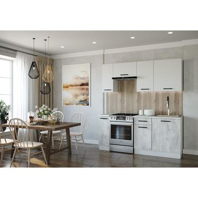 Кухня Бланка 1800х600 Белый/ Мрамор Марквина белый/ Жемчуг,Пайн