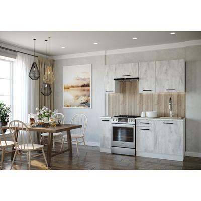 Кухня Пайн 1800х600 Белый/ Мрамор Марквина белый/ Пайн