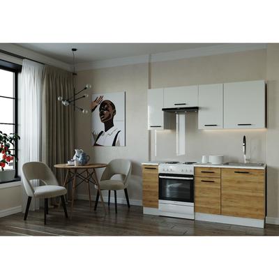 Кухня Лада 1800х600 Белый/ Мрамор Марквина белый/ Жемчуг,Дуб