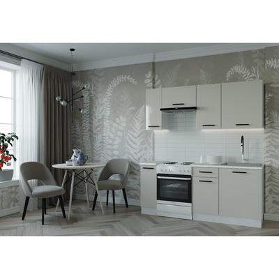 Кухня Шампань 1800х600 Белый/ Мрамор Марквина белый/ Сатин