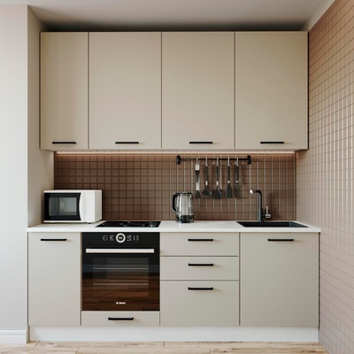 Кухня прямая «Шампань», 2200×600 мм, цвет белый/мрамор марквина белый/сатин