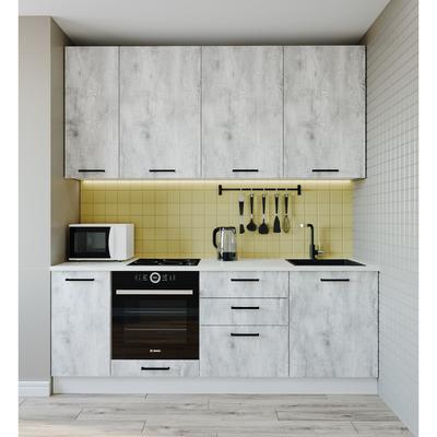 Кухня Пайн 2200х600 Белый/Мрамор Марквина белый/Пайн