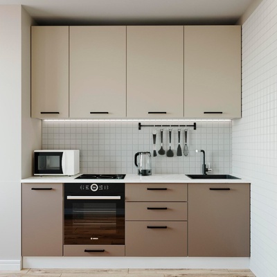 Кухня прямая «Латте», со столешницей, 2200×600 мм, цвет белый/мрамор марквина белый/сатин/мокко