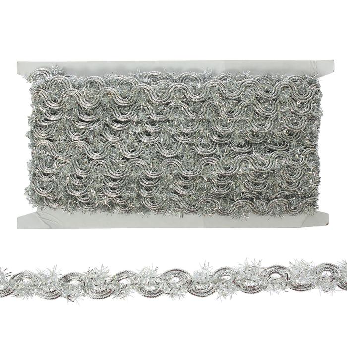 Тесьма, ширина 1,5 см., в рулоне 10 метров, цвет серебро - Фото 1