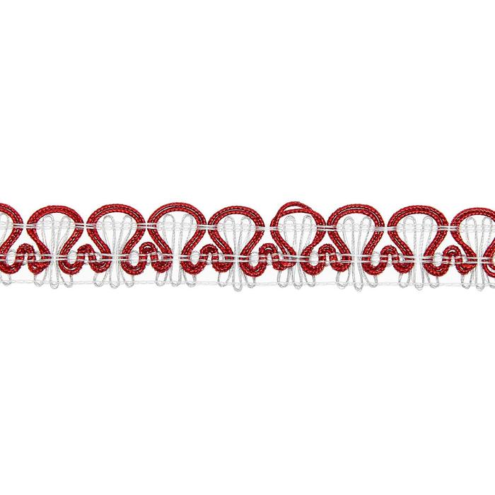 Тесьма плетёная красно-белый в рулоне 20 метров - Фото 1