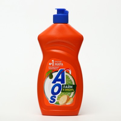 Средство для мытья посуды AOS, гель, лайм и имбирь, 450 г