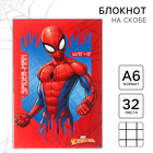 Блокнот А6 32 л на скрепке Человек-паук Супергерой - фото 6395296