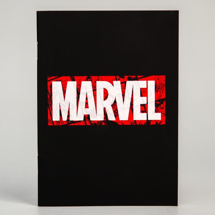 Блокнот А6 на скрепке, 32 листа в обложке софт-тач, Marvel black, Мстители - Фото 1