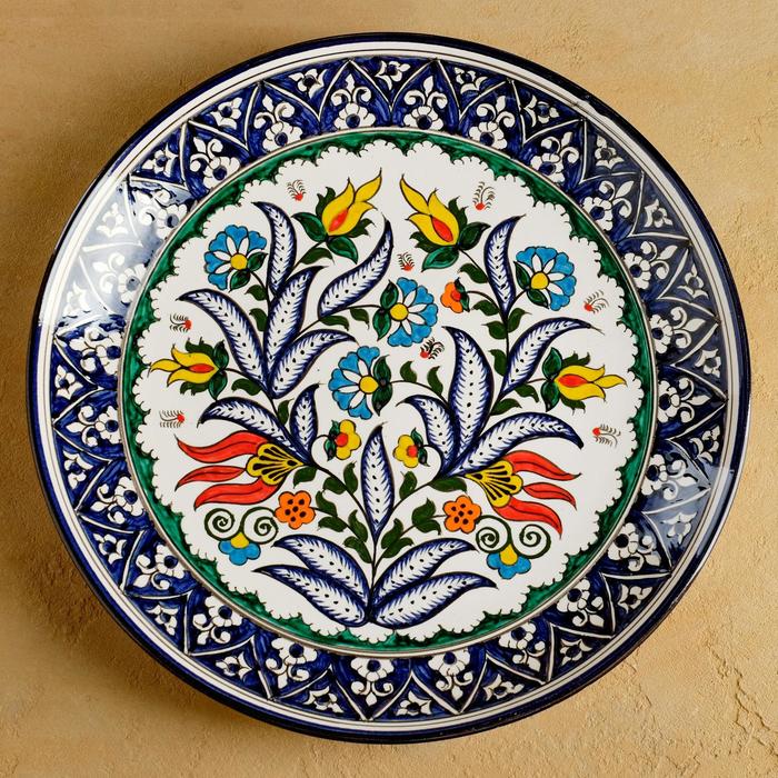 Ляган Риштанская Керамика "Цветы", 32 см, синий - фото 1905758347