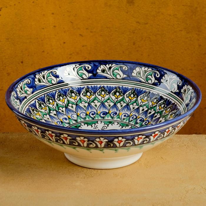 Супница Риштанская Керамика "Цветы", 25 см, синяя - Фото 1