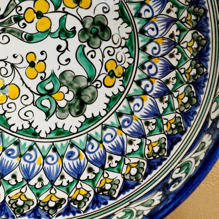 Супница Риштанская Керамика "Цветы", 25 см, синяя - фото 1908666174