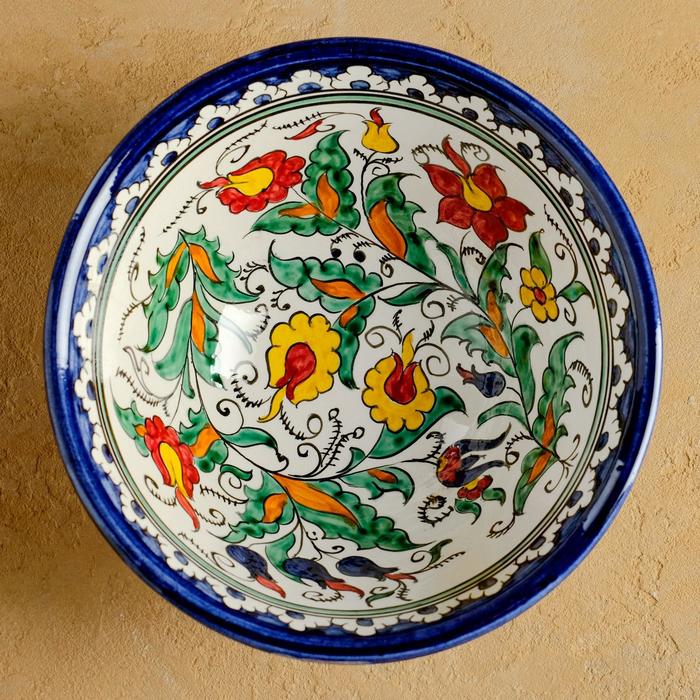 Коса Риштанская Керамика "Цветы", 18 см, большая, синяя - фото 1908666179