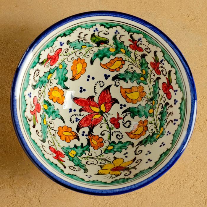 Коса Риштанская Керамика "Цветы", 18 см, большая, синяя - фото 1908666181