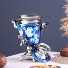 Набор «Жостово на синем», рюмка, 3 предмета, самовар 3 л, заварочный чайник 0,7 л, поднос - фото 4540120