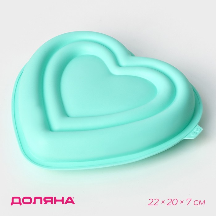 Форма для муссовых десертов и выпечки Доляна «Сердце», силикон, 22×20×7 см, цвет МИКС - Фото 1