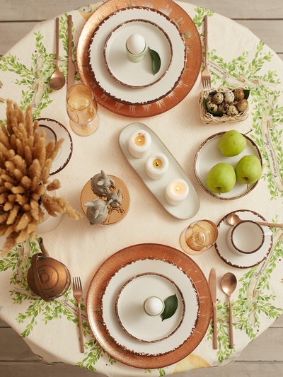 Скатерть «Этель» Easter, d=214 см±3 см, хлопок 100%, саржа 190 г/м²