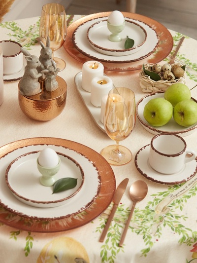 Скатерть «Этель» Easter, d=214 см±3 см, хлопок 100%, саржа 190 г/м²