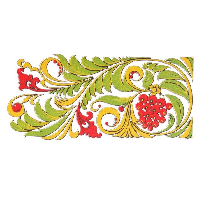 Термотрансфер «Хохлома полоса», 12.8×6 см, набор 10 шт. - Фото 1