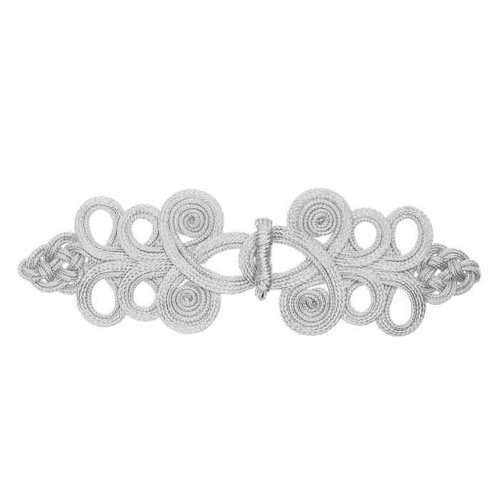 Плетёная застежка серебро длина 22 см, в наборе 10 штук - Фото 1