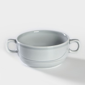 Чашка бульонная фарфоровая «Акварель», 380 мл, цвет светло-серый