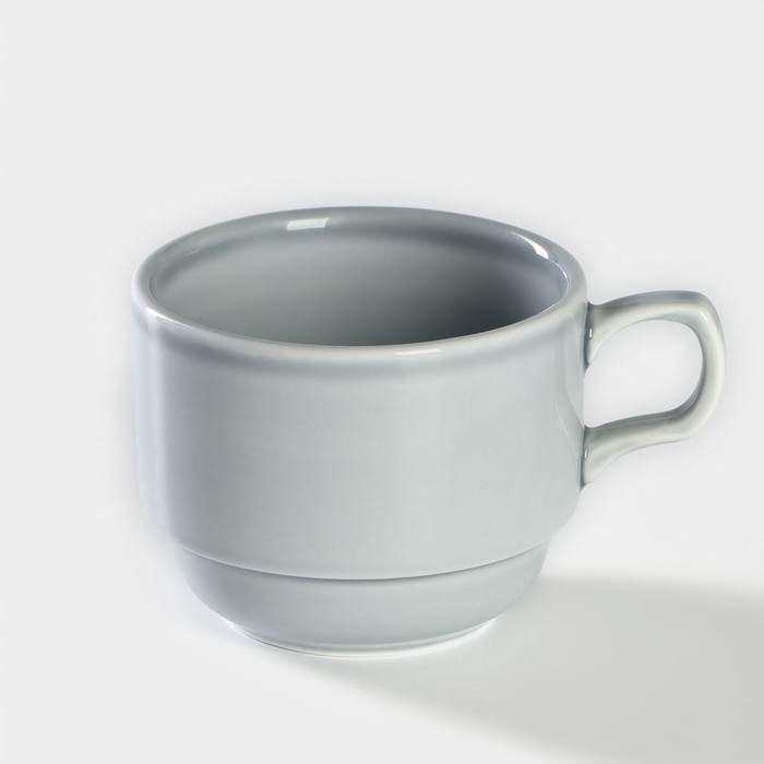 Чашка чайная «Акварель», 200 мл, фарфор, цвет светло-серый - Фото 1