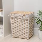 Корзина для белья Доляна «Уют», плетёная, ручная работа, 34×25×41 см, бежевая - Фото 4