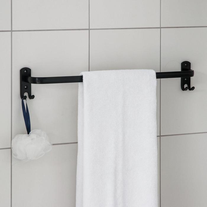 Держатель для полотенец, 4 крючка, 58×10×7.5 см, чёрный - Фото 1