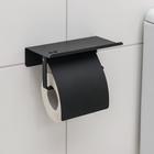 Держатель для туалетной бумаги с полочкой, 18×10,3×14 см, цвет чёрный - Фото 1