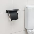 Держатель для туалетной бумаги с полочкой, 18×10,3×14 см, цвет чёрный - фото 7767184