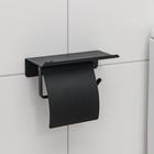 Держатель для туалетной бумаги с полочкой, 18×10,3×14 см, цвет чёрный - фото 7767185