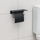 Держатель для туалетной бумаги с полочкой, 18×10,3×14 см, цвет чёрный - фото 7767186