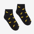 Носки женские «Бананы», цвет чёрный, размер 23-25 - фото 24409746